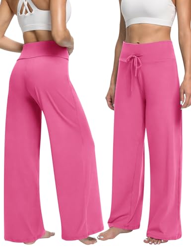 Image of ZOOSIXX Soft Black Pajama Pants for Women, Wide Leg Pants Woman Flowy Comfy Casual Lounge Yoga Capri Pants 22 inch / 30 inch