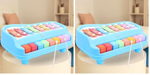 Image of Storio 8 Tone Xylophone Learning Toys Kids Educational Knock Playing 2 in 1 Colorful Plastic Percussion Piano Toy (Multi Color) (Pack of 2)