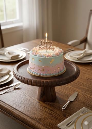 Wooden Cake Stand 10x10x5 Inch | Folding Wooden Serving Stand | C...