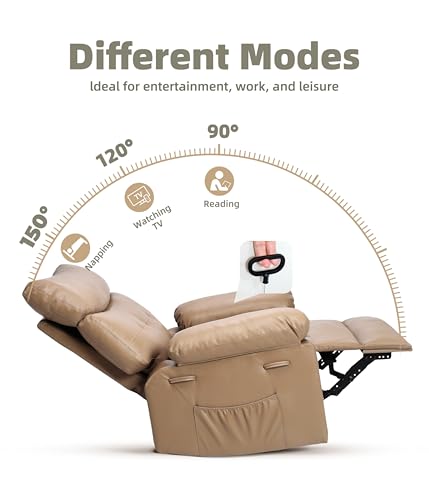 Sillón reclinable clásico cuero Tan miniatura 4
