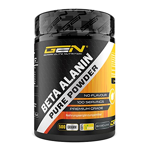 Beta Alanina - 500 g di polvere pura senza additivi - +99% di purezza - 100% aminoacido Beta Alanina - Vegan - German Elite Nutrition