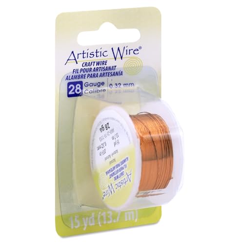 Artistic Wire, 28 Gauge Tarnish Resistant Colored Copper Craft Wire, Natural, 15 yd