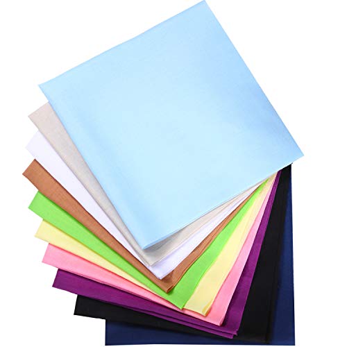 10 Piezas Patchwork Tela de Color Sólido de Algodón Puro de 20 x 20 Pulgadas Tela Plana Paquetes Tela de Acolchar de Colores Surtidos Cuadrados para Coser Tela DIY Scrapbooking Arte Manualidades