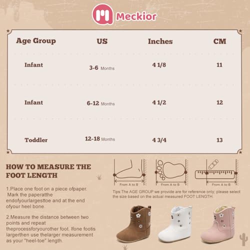 Image of Meckior Baby Girls Cowboy Tassel Boots Side Zipper Moccasins Soft Bottom Non-Slip Toddler Shoe