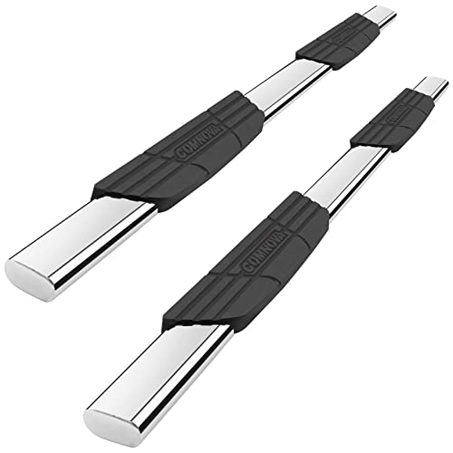 COMNOVA 4.5" Side Steps Compatible With 2019-2023 Chevy Silverado/gmc Sierra 1500 & 2020-2023 Silverado/Sierra 2500hd 3500hd Crew Cab,Oval Texturel Running Board Step Rails Nerf Bars (Stainless Steel)