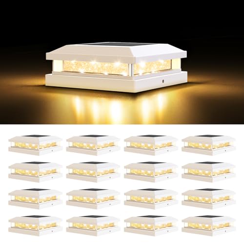 Lampe solaire pour poteau de cloture exterieur etanche eclairage de jardin lot de 16