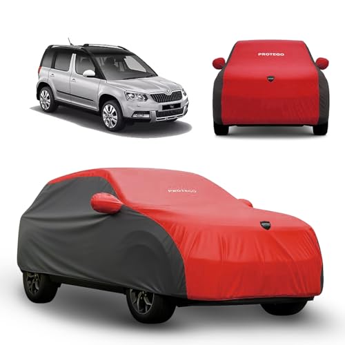 Image of PROTEGO Prime Series India's 1st Anti-Tear Car Cover for Skoda Yeti | Heavy-Duty, Custom Fit, All Weather Protection | 100% Waterproof, Windproof & Hail Resistant | 2-Year Warranty | Red + Black