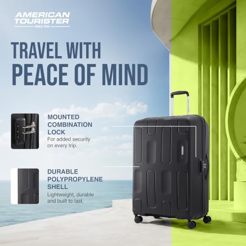 Image of American Tourister Ivy 2.0|Large Size Check-in Spinner Trolley Bag (79 cm)|360 8 Wheel Travel Luggage|Hard Case Polypropylene (PP) Suitcase|Combination Lock|Black