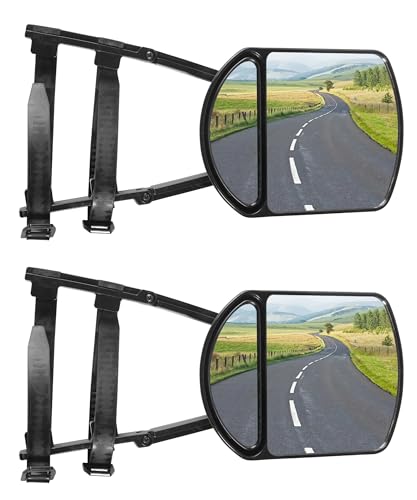 UNLRAE Towing Mirrors,Car Accessories Towing Mirror Extensions,Universal 360 Degree Rotation Adjustable Clip-on Side Mirror Extensions for Towing,Suitable for Most SUV,Trailers,Jeep,RVs,Trucks