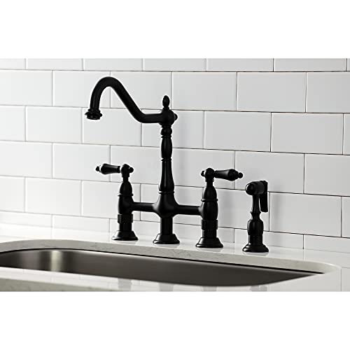 Kingston Brass KS1270ALBS Heritage Bridge Kitchen Faucet, 8-9/16", Matte Black by Kingston Brass - Image 2