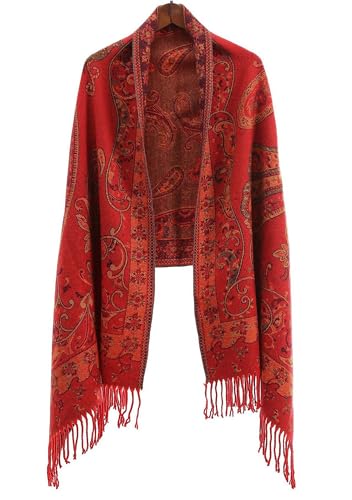 Châle exotique pour femmes GFM grande écharpe hiver texture cachemire
