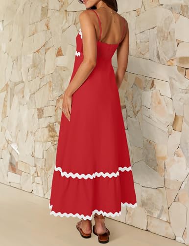 Image of ZESICA Women's 2026 Summer Spaghetti Straps Sleeveless Backless Sundress Flowy Smocked Lace Swing A Line Midi Dress