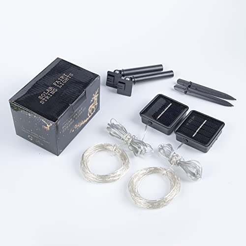 Hopolon Solar String Lights Outdoor Waterproof, 2 Pack Each 33Ft 100 Led Fairy Lights Solar Powered Outdoor, 8 Modes Copper Wire Lights For Garden Patio Yard Christmas Decor-White #TOP6