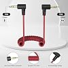 Microphone Cable Coiled 3.5mm TRS for DJI Mic 2, Rode Wireless PRO/GO II/ME, Right-Angle Patch Cord, Stretchable 20cm to 70cm, ld-Plated Audio Lead for Camera, Camcorder, Recorder, Audio Mixer #1