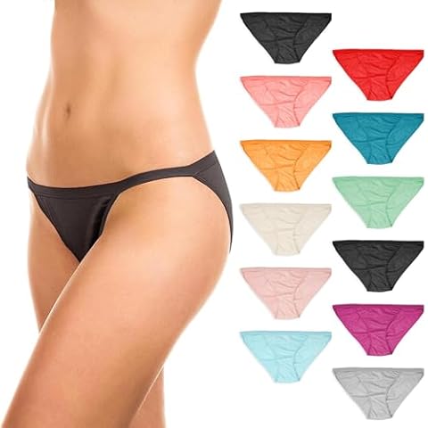 Sexy Basics Womens 12 Pack & 18 Pack String Bikini Briefs | 100% Cotton Underwear Cover