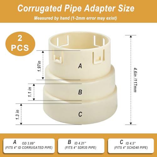 4 Corrugated Pipe Adapter, Corrugated Pipe PVC Connector