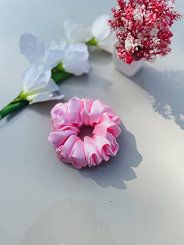 Image of Luxury Silk Scrunchies for Women and Girls, Hair Ties, Hair Band, Ponytail Holder (Bubblegum)