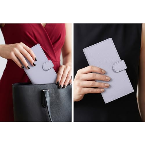 Image of Oak Leathers Checkbook Cover Slim Minimalist For Men with RFID Blocking Credit Card Holder Wallet (Steel)