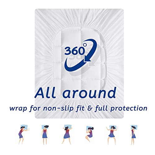 Queen Size Mattress Topper for Back Pain, Cooling Extra Thick Mattress Pad Cover with 8-21 inch Deep Pocket, Plush Pillow Top Mattress Topper Overfilled with Down Alternative, Queen Size, White by MATBEBY - Used condition - Image 6