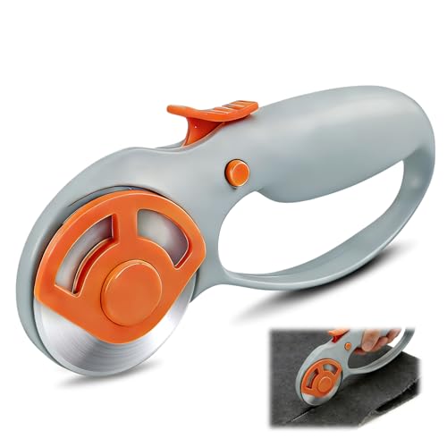 Cutter Rotatif Couture,Multiusage Cutter Rotatif pour Couture,Lame rotative avec Poignée en boucle,Coupe Précise du Tissu,du Papier et du Cuir,Idéal pour les Projets Créatifs