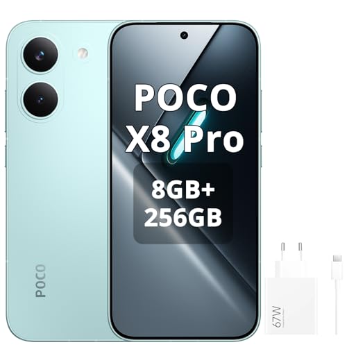 XIAOMI Poco X8 Pro Smartphone 8 GB + 256 GB, procesador Dimensity 8500-Ultra, batería de 6500 mAh, pantalla AMOLED ultra brillante, cámara principal Sony IMX882 de 50 MP con OIS, verde, incluye