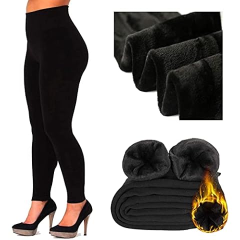 Rash Accessories Womens Ladies New Thermal Winter Black Thick Fur Fleece Lined Legging (UK 12-16, Black) Cover