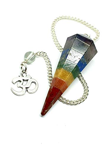 Eclectic Shop Uk 7 Chakra Pendentif de radiophilie avec Cristal lié Spirituel Om Chaîne chargée Reiki