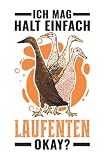 Laufente Notizbuch: Ich mag halt einfach Laufenten okay / 6x9 Zoll / 120 karierte Seiten Seiten