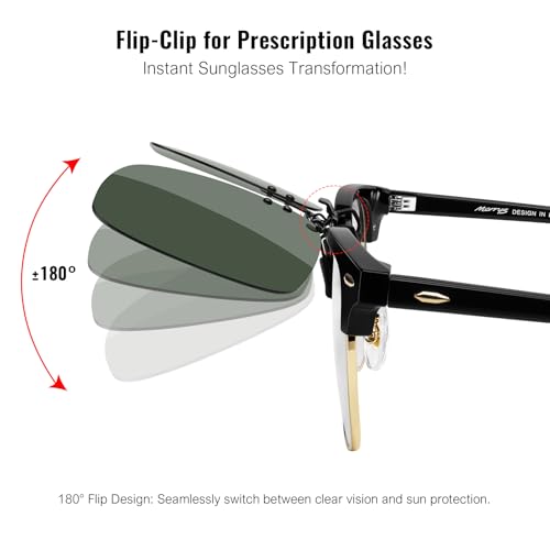 Image of MERRY'S Polarized Clip on Sunglasses Flip Up Metal Clip Attachments for Prescription Glasses