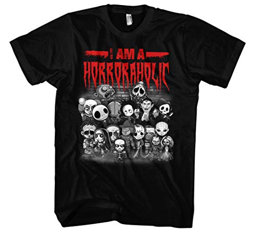 Horroraholic Männer Herren T-Shirt | Horror Halloween Grusel Friends Nightmare Freddy Jason Clown (S)