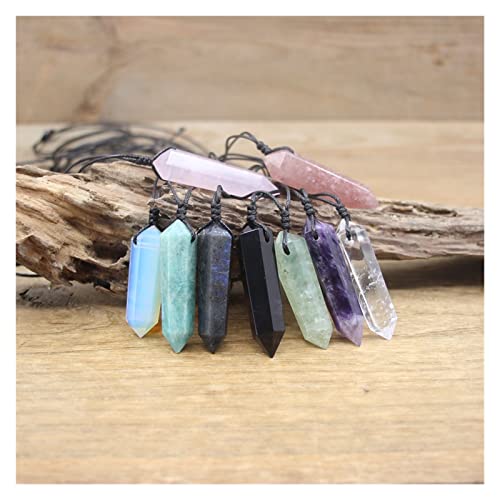 Reiki Chakra Cristal Pingentes Ponto Duplo Esconder Corda Colares, Cura Quartzo Ametistas Obsidiana