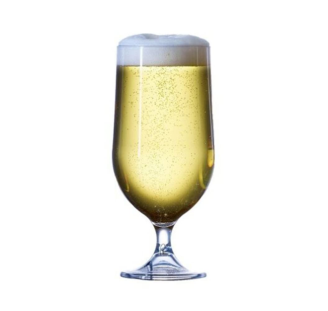We Can Source It Ltd - Beer Glasses Unbreakable Clear Polycarbonate Stemmed Goblets | Set of 2 | 20oz (570ml) Full Pint Glass | Perfect for Home, Restaurants and Pubs | Dishwasher Safe