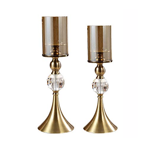 Acquire Glass And Crystal Gold Plated Candlestick Wedding Candlestick Decoration Home Center Table Decoration (Size : 41Cm+44Cm) #TOP28