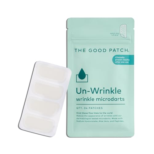The Good Patch Un-Wrinkle Microdart Anti Wrinkle Patches for Crow’s Feet and Between Eyes, Made with Sodium Hyaluronate, Aloe Vera, Peptides, Clinically Proven (16 Total Microdart Patches)