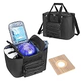 DSLEAF Bowling Ball Bag for Single Ball, Bowling Ball Tote Bag with Wooden Ball Holder and Extra Sto
