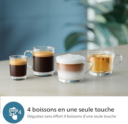 PHILIPS machine à café grain 2300, 4 boissons, LatteGo, Blanc Chrome | Expresso broyeur avec écran tactile coloré, SilentBrew 40% plus silencieux, Broyeur 100% céramique, App HomeID (EP2333/40) - Image 3