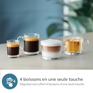 Philips Expresso broyeur Série 2300-4 Boissons, Écran tactile coloré, Carafe LatteGo, SilentBrew, Broyeur 100% Céramique, Machine à café à grain Blanc Chromé (EP2333/40)