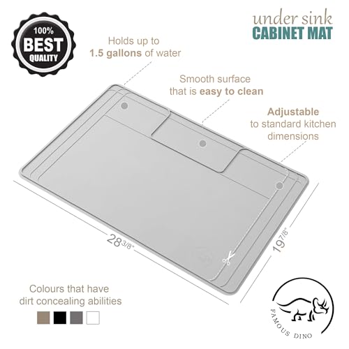 Image of Heavy-Duty Under Sink Mat - Waterproof Silicone Cabinet Liner for Kitchen & Bathroom | Protects from Leaks, Spills | Trimmable, Easy to Clean, Ideal for Homeowners | 28 inch x 19 inch or Smaller