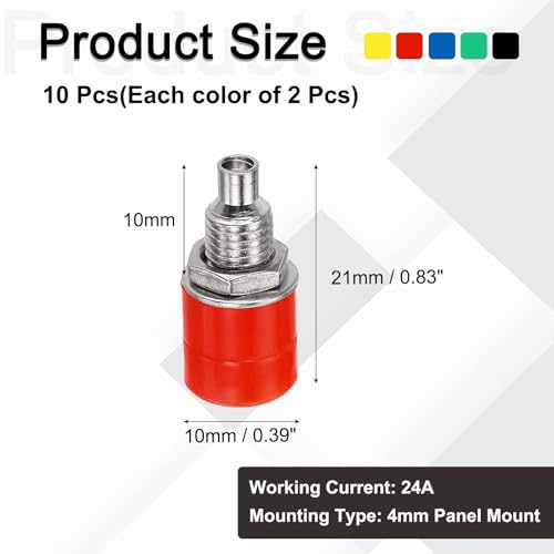 MECCANIXITY 10 Pzs Banana Jack 24A 6x4mm Panel Mount miniatura 2