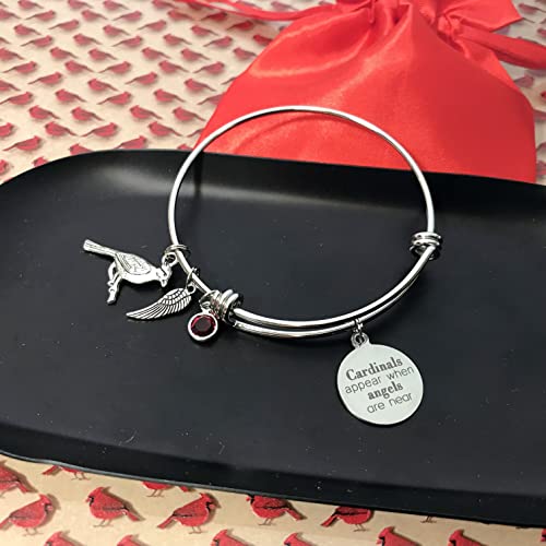 Cardinals Appear When Angels Are Near Memorial Charm Bracelet Expandable Stainless Steel #TOP2