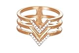 Wunderschöne Damen Rosegold Messing Ring besetzt mit Weiß Zirkonium-Breite: 0.8 cm