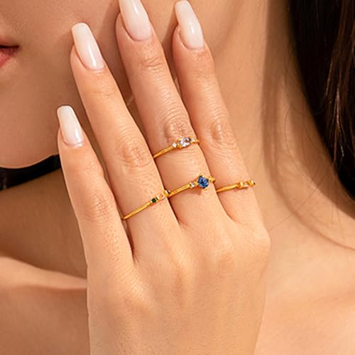 Fashion Gold Rings That Don't Tarnish Size 7 8 9 10 Dainty Gold Plated Ring Set Non Tarnish for Women Stackable Cubic Zirconia Rings Wedding3