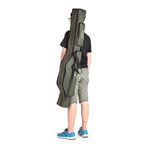 Docooler Folding Fishing Rod Case Canvas Fishing Pole Tools Storage Bag Fishing Gear Tackle 2 Layer/ 3 Layer,120cm/130cm/150cm
