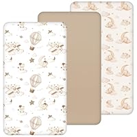 Yukkidds 3er Pack Baby Spannbettlaken 90x55 cm, Mikrofaser Bettlaken Beistellbett, Atmungsaktiv & Weich, Spannbetttuch Für Babybett Kinderbett Matratze Brauner Ballon