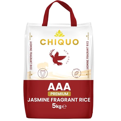 Chiquo AAA Premium Jasmine Fragrant Rice 5kg Vegan & 100% Gluten Free Perfect for Traditional Asian & Afro-Caribbean Recipes