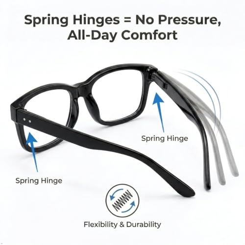 Image of Eyekepper 3.75x Reading Glasses, Readers for Men, 3pk Black Eyeglass Women | Stylish Mens Womens Reader Eyeglasses, Retro Cheaters, All-Day Comfort Spring Hinges, Scratch Resistant for Work /Crafts