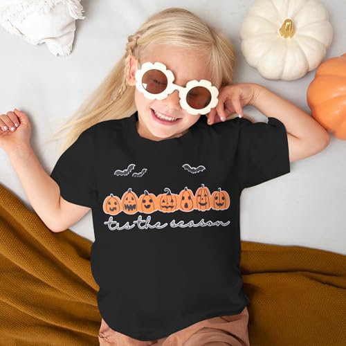 Kids Boy Girl Halloween Shirts Pumpkin Face T-Shirt Spooky Tops Tis The Season Tees Short Sleeve Clothes 7-12 Years2
