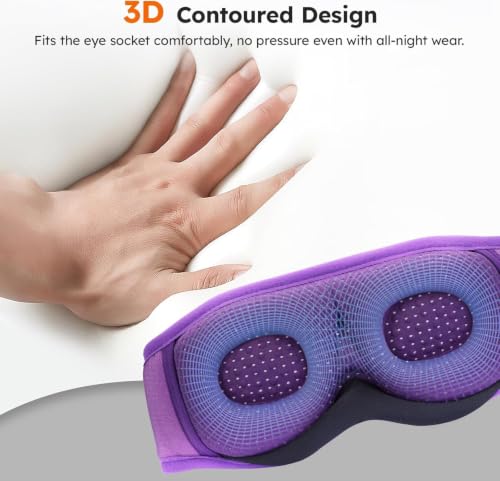 Image of LC-dolida White Noise Bluetooth 5.4 Sleep Eye Mask with Timer, 3D Sleeping Mask Headphones with 16 Soothing Sounds, Total Blackout Sleep Headphones for Side Sleeper /Women /Men (Purple)