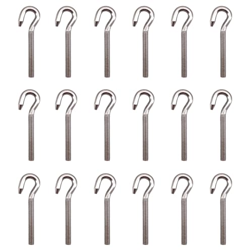 Image of Long Shank Hook Bolts M5 304 Stainless Steel Round Hooks Eyelet Bolts Ring Screw for Yacht Boat Marine Swing Chair Yoga Hammock 18 Pack
