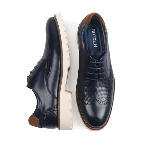 RITIZEN Men's Oxford Formal Shoes Classic Lace-up Dress Shoes Business Casual Oxford Genuine Leather Shoes3